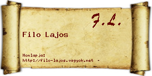 Filo Lajos névjegykártya